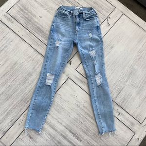 PACSUN High Rise Distressed Jegging Lightwash Denim Size 24